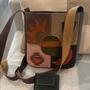 Vintage Patchwork Shoulder Bag - Brown and Tan NWOT